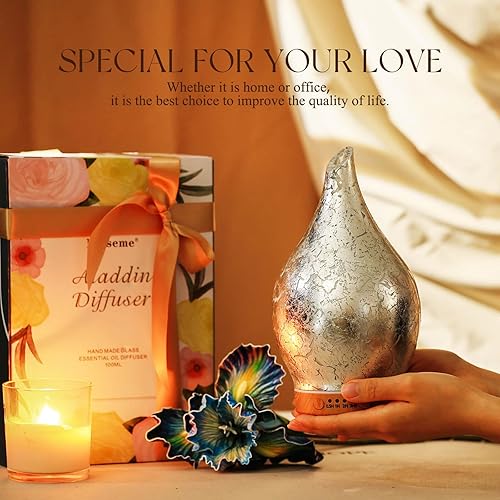 Miniatura 7 de Porseme Difusor de aceite esencial humidificador ultrasónico de aromaterapia de vidrio, actualización de aire, apagado automático, ajuste de