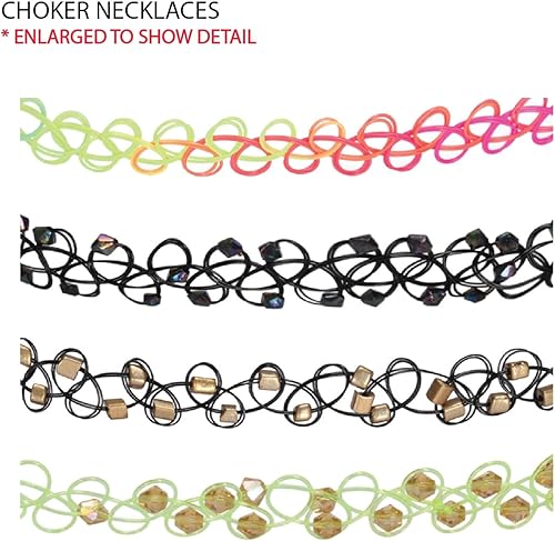 Miniatura 6 de BodyJ4You 12PC Tattoo Choker Necklace for Women - 90s Choker Necklaces Y2K Fashion Trendy Vintage - Emo Black Choker Rainbow Pink White Purple Neon
