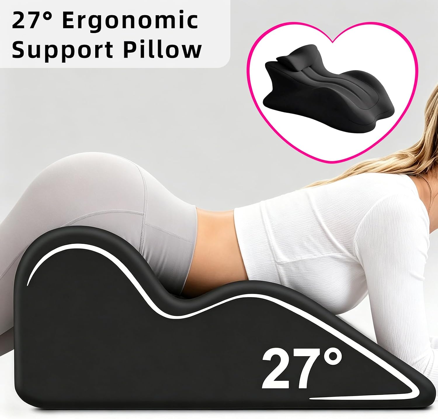 Reading Pillow, Sweet Spot Pillow, 27° Angled Support for Neck and Waist, Multi-Position Support Pillow for Reading, Watching TV & Playing Games