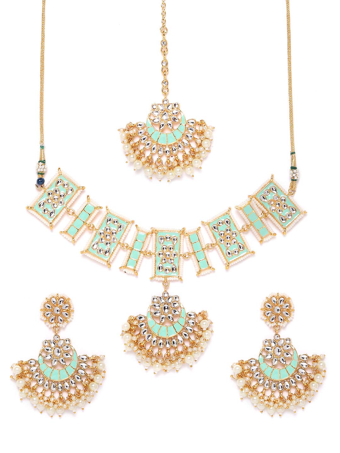 ZAVERI PEARLS Enamelling Sea Green Kundan Choker Necklace, Earring & Maangtikka Set For Women-ZPFK9658 (B08G4CMWB2) Amazon Price History, Amazon Price Tracker
