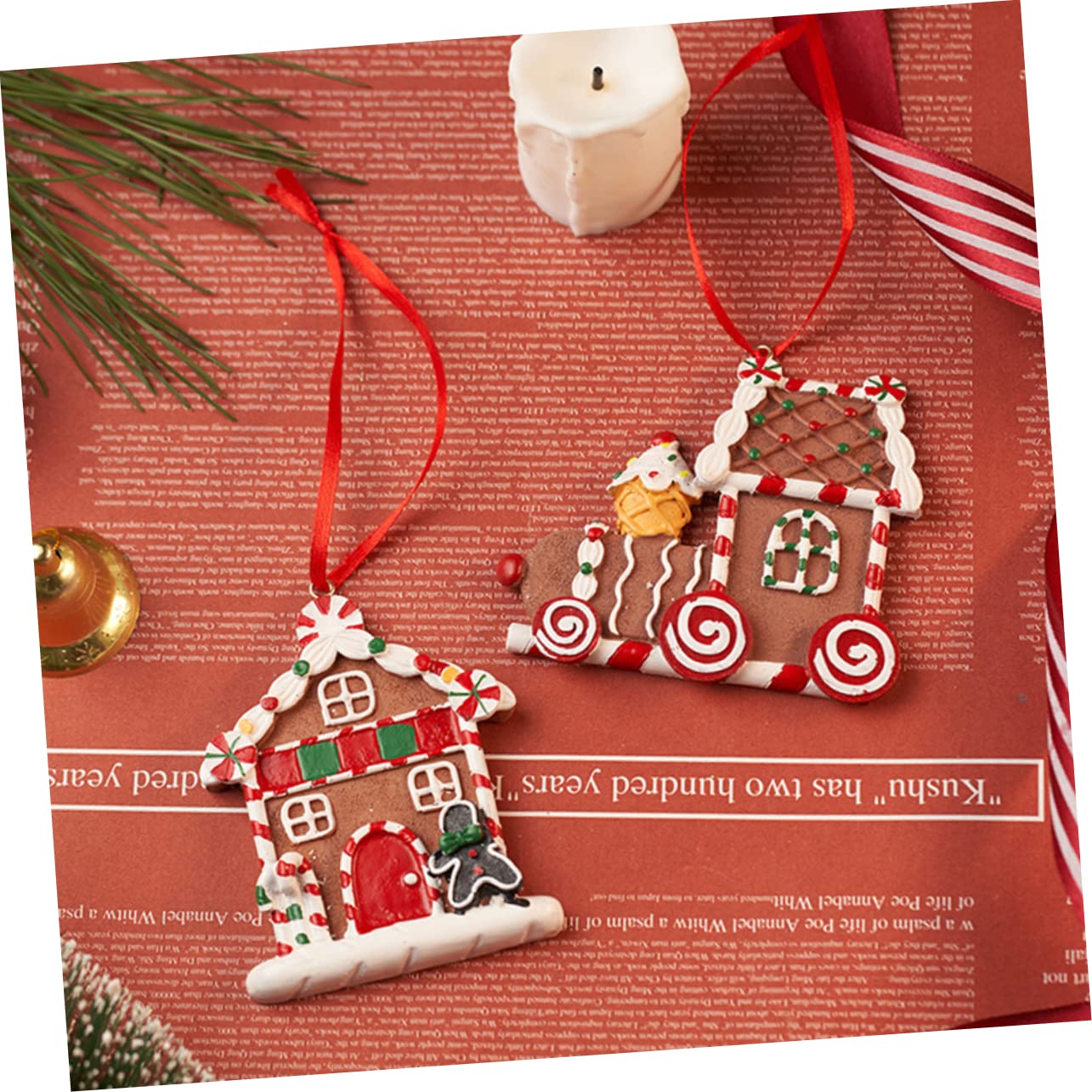 PRETYZOOM 4 Piezas Adornos navideños de Pan de Jengibre Casitas navideñas Christmas Tree Decoraciones navideñas de Interior Kit de casa de Pan de Jengibre decoración Decoraciones de Navidad