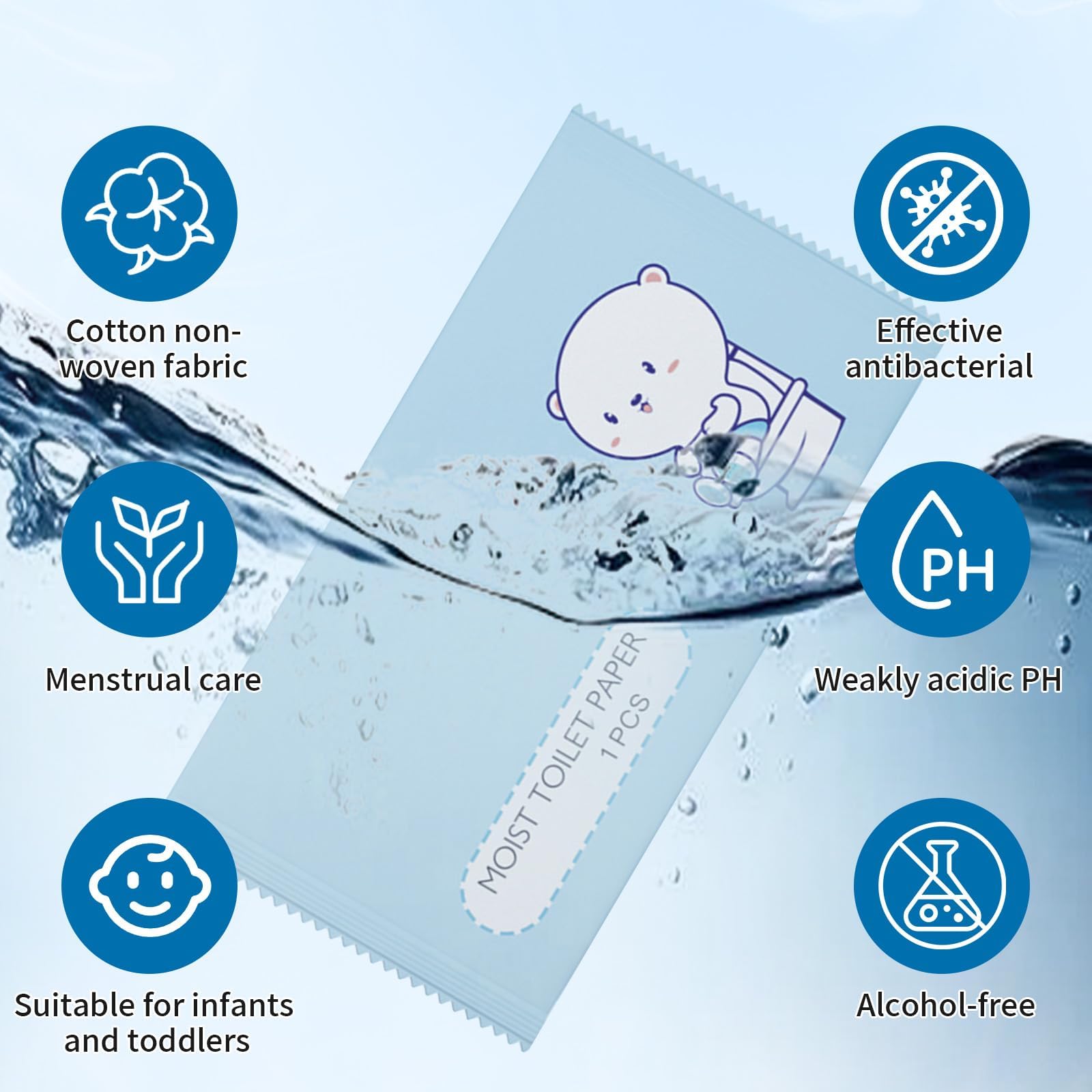 70 paños refrescantes empaquetados individualmente, papel higiénico húmedo empaquetado individualmente, papel higiénico húmedo, tamaño de viaje, paños de limpieza de viaje respetuosos con la piel para