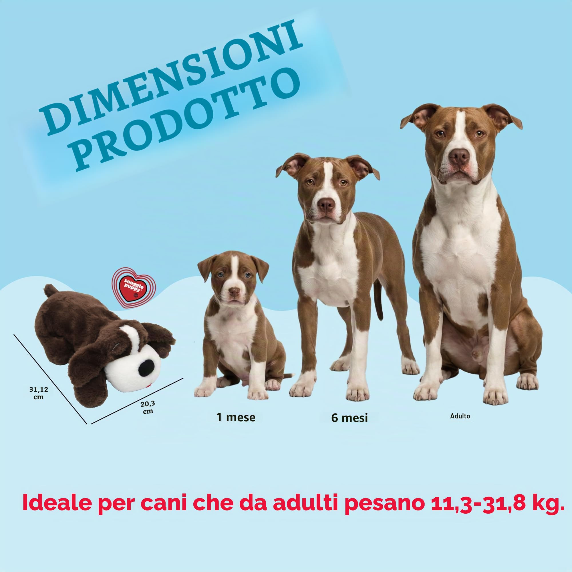 Snuggle Puppy Original - Peluche con Battito Cardiaco per Cani, Antistress e Calmante, Giocattolo di Conforto per l'Addestramento - Pitty