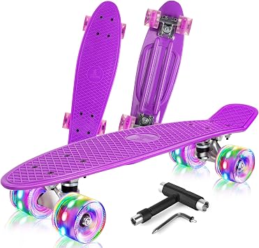 BELEEV Mini Cruiser 22 Pouces avec Roues Lumineuses LED