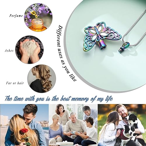 Miniatura 4 de Collar de urna de mariposa para cenizas, recuerdo de acero inoxidable, medallón conmemorativo de urna para cenizas, joyería de cremación