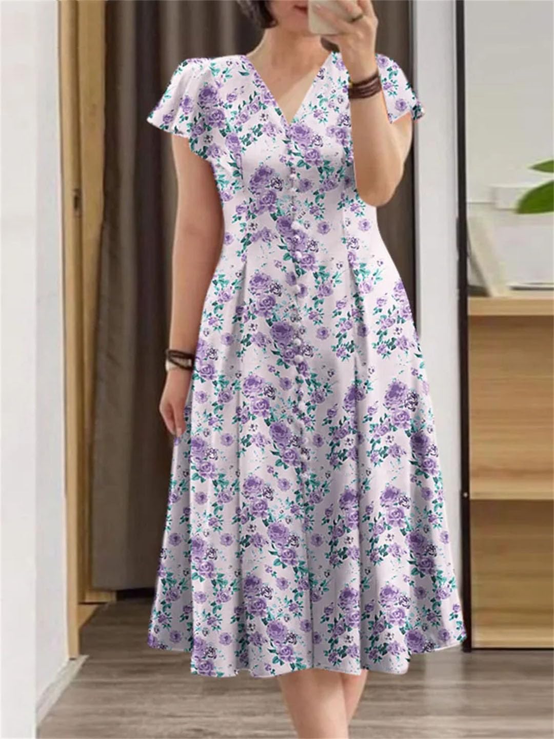 Damska elegancka sukienka kwiatowa damska z krótkim rękawem sukienka na imprezę szlafrok Femme Holiday Vestidos sukienki z nadrukiem