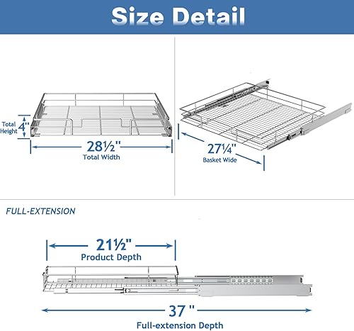 Vista 102 de LOVMOR Organizador de gabinete extraíble de 20 pulgadas de ancho x 21 pulgadas de profundidad, estantes extraíbles para armario de cocina, 1 Tier