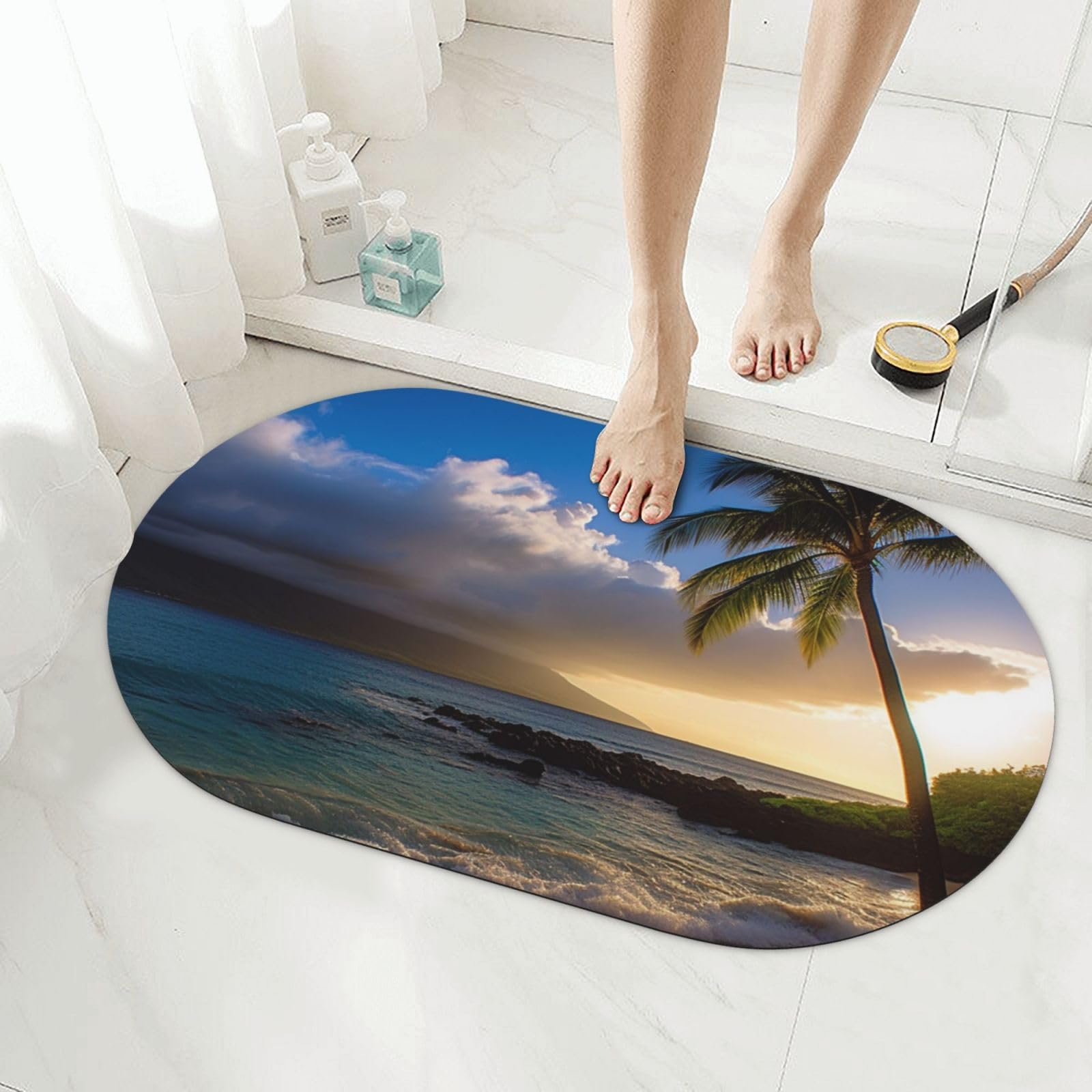 Tapis de bain en pierre hawaïenne en diatomite super absorbant 50x80cm
