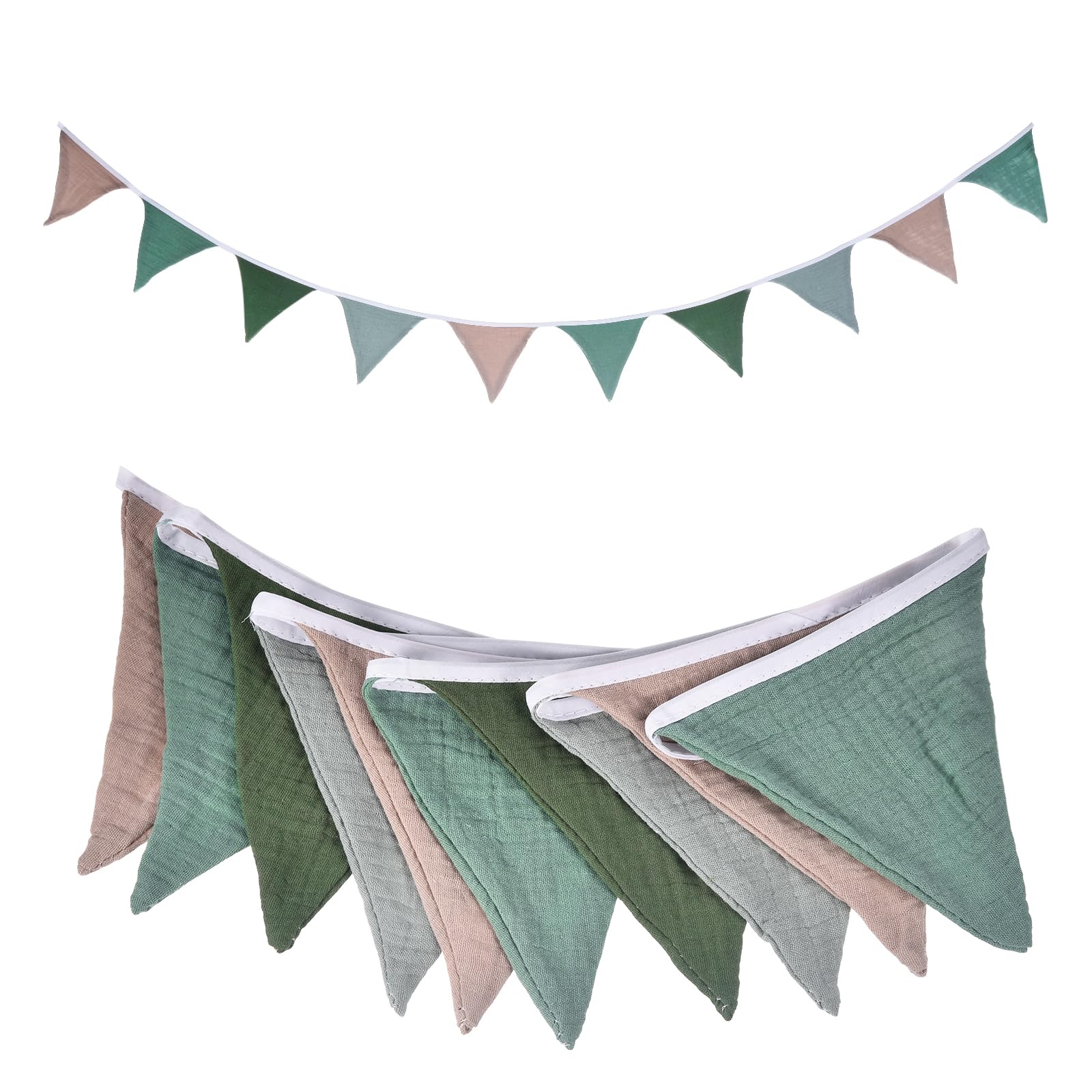sourcing map Pennant Banner Flags, 236cm x 12cm Cotton Fabric Triangle Flags Wall Decor for Picnic Wedding Christmas Outdoor Birthday Party BBQ Decorations, Pink Green