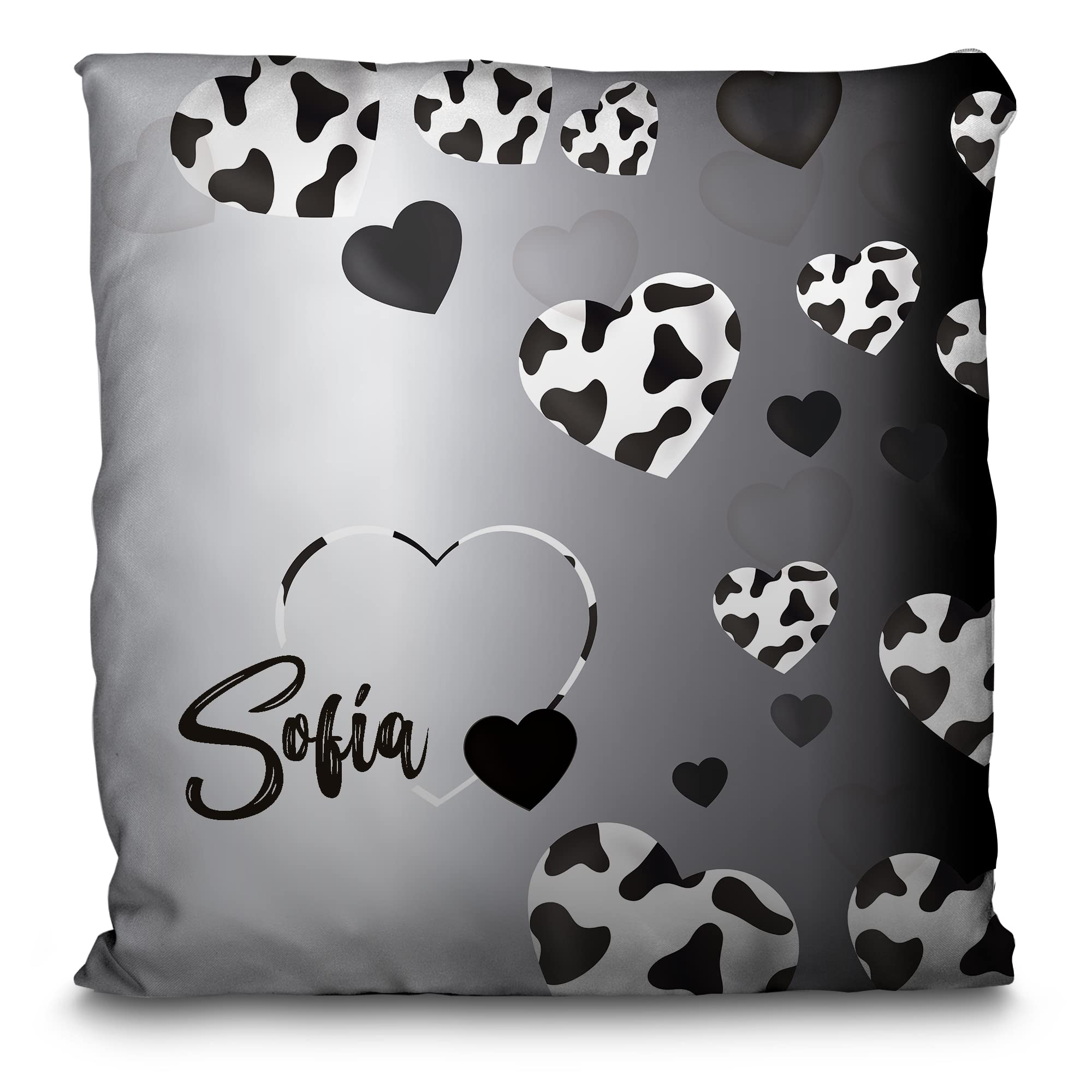 LolaPix Cojín con Nombre. Regalos Personalizados Originales. Impresión 100% por Las Dos Caras. Relleno Incluido. Varios tamaños. Vaca