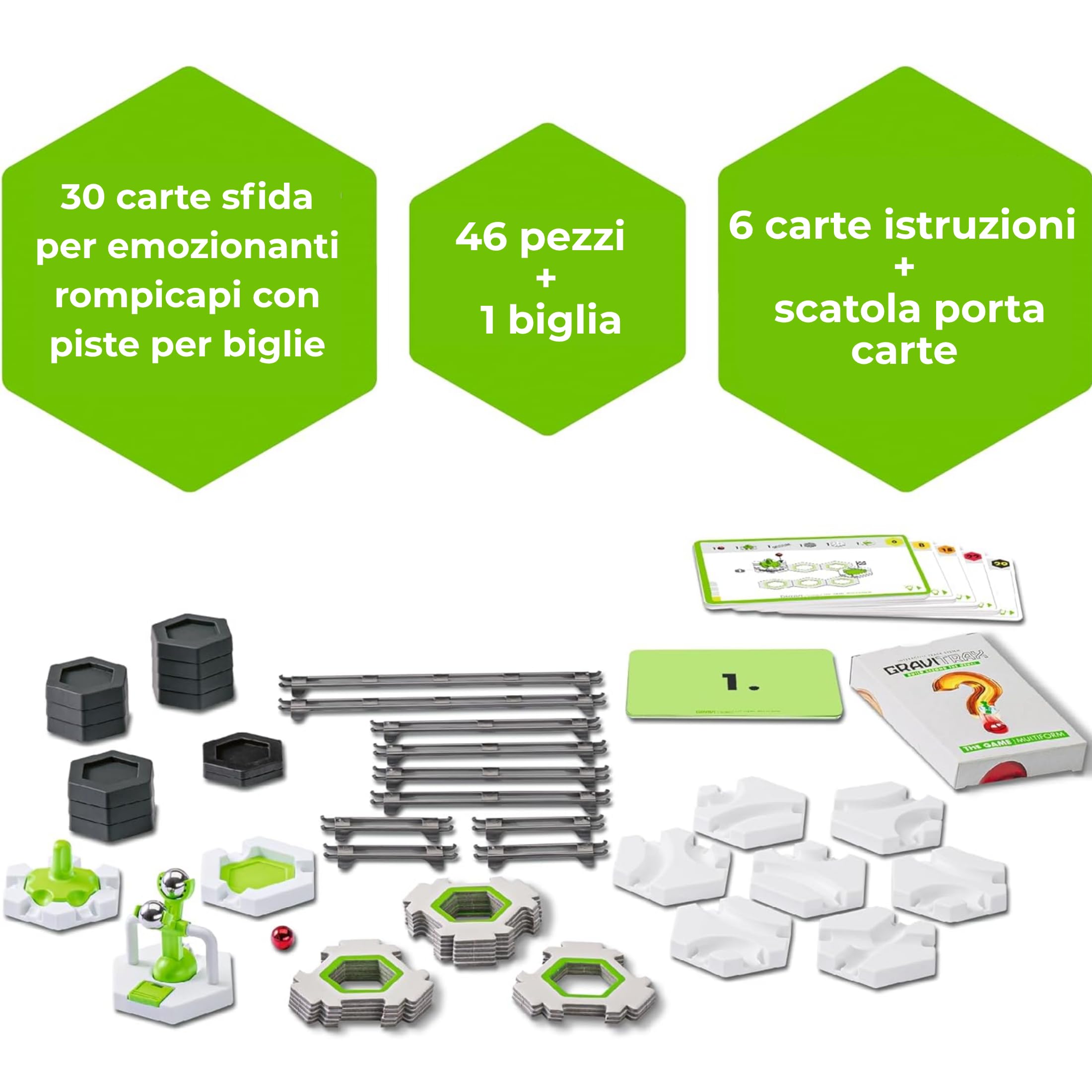 Ravensburger - GraviTrax The Game Multiform, Pista biglie 46 pezzi, Gioco di logica, 30 carte sfida multilivello, Costruire circuiti, Rompicapo STEM 8+ anni e adulti, Compatibile con tutti i GraviTrax