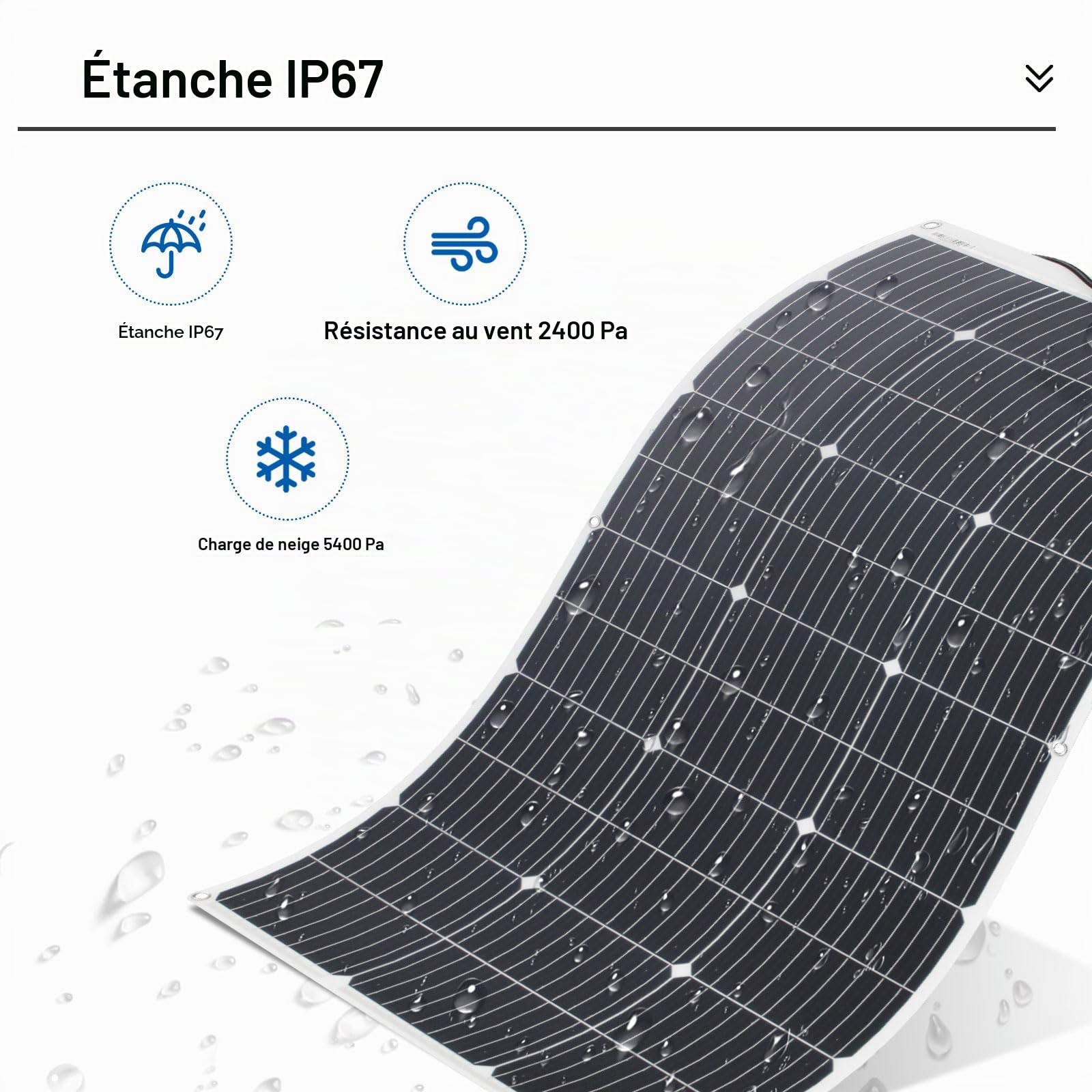 Panneaux Solaire Flexible 200W 12V/24V Kit Idéal pour Camping Bateaux Camping cars