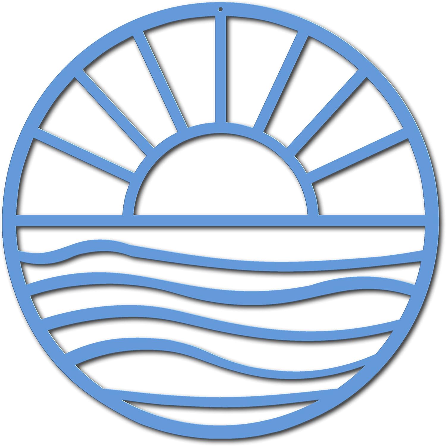 Sun and Waves Metal Wall Art (17" W x 17" H, Pink)