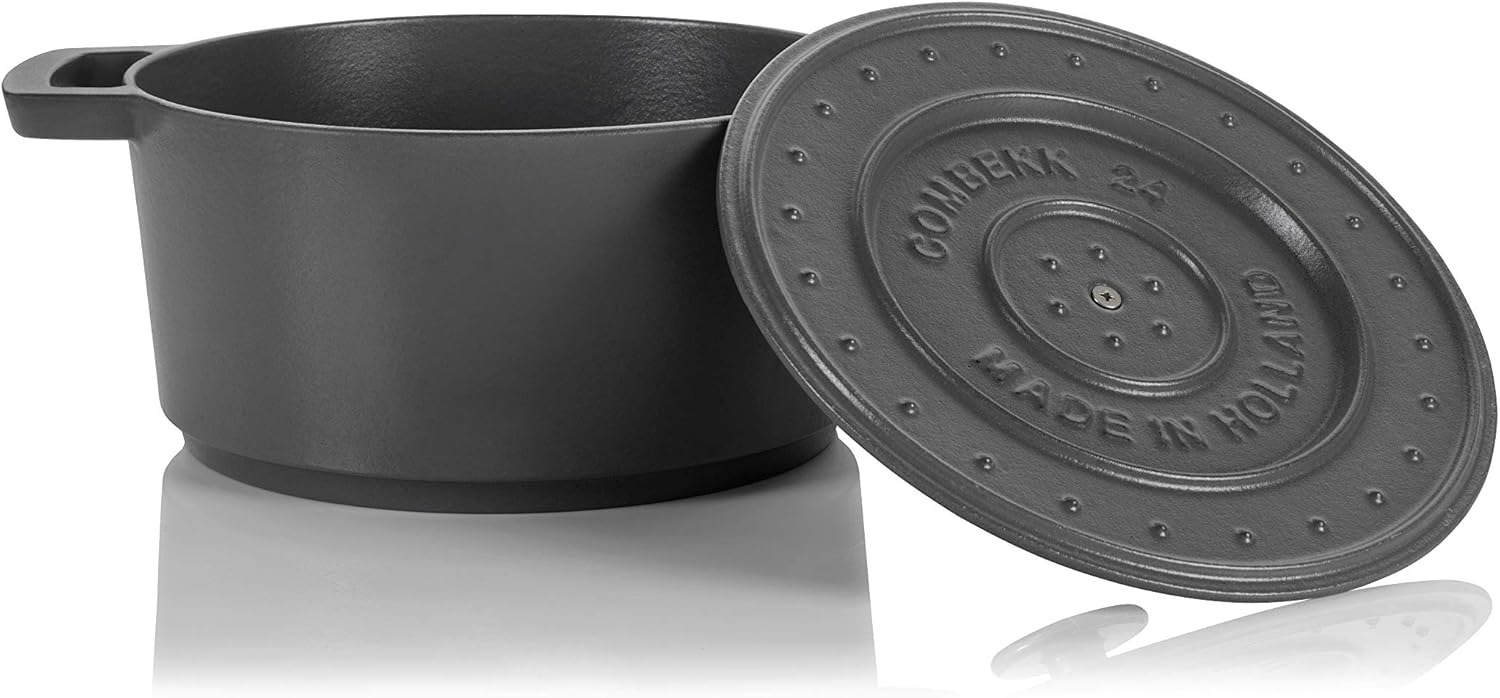 Combekk RAILWAY Recycled Enameled Cast Iron 4.25 Quart Dutch Oven, Concrete, 9.5"