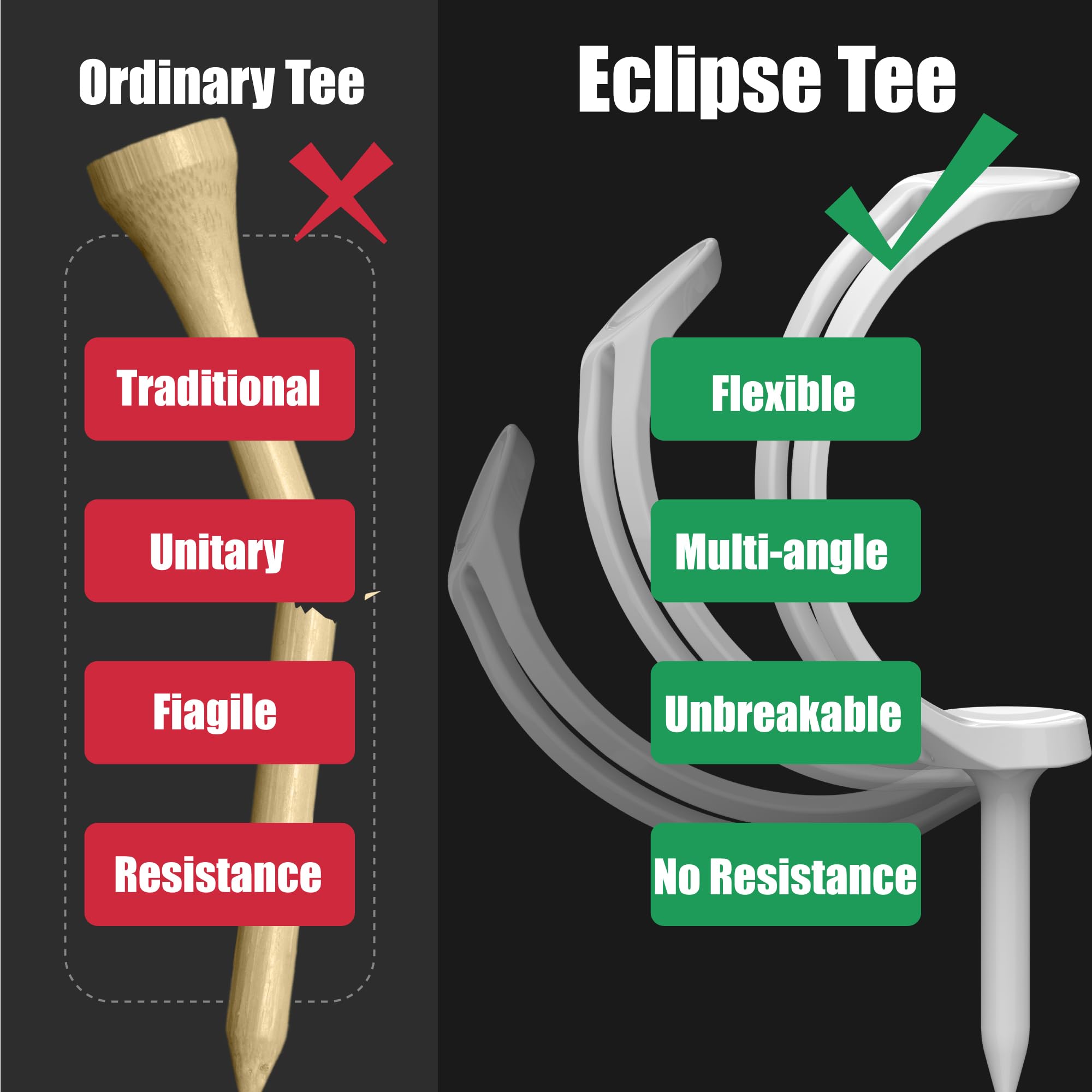 SANDIAN, Camisetas de golf de plástico, con forma semicircular, menos resistencia al contacto, mejor precisión, policarbonato irrompible, antigancho, antirebanadas, tiros más largos