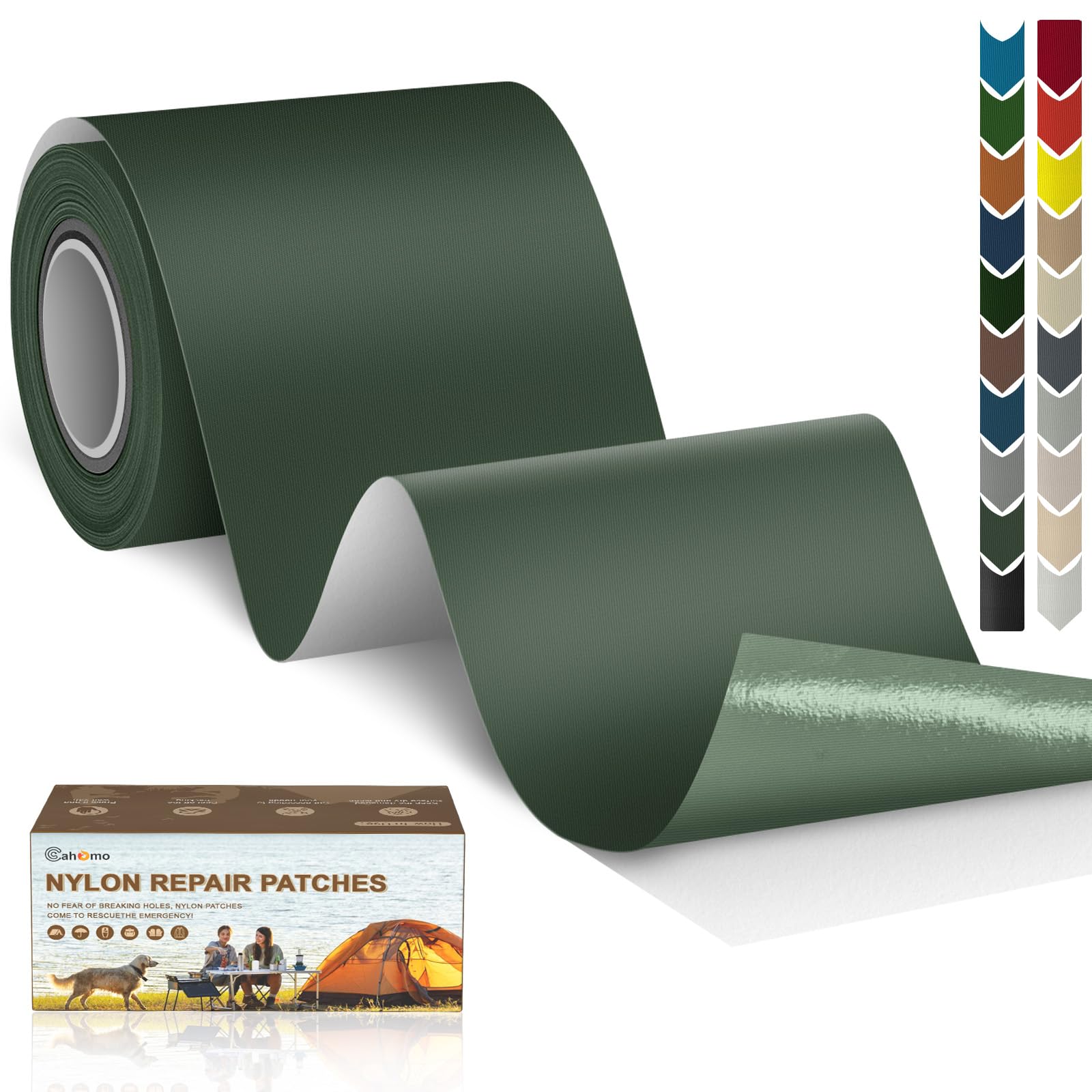 tent repair patch Cahomo 3x79 Inch Nylon Nylon Repair Tape Self Adhesive Fabric Tapes Outdoor Camping Gear Fabric kit for Tent, Umbrella, Down Jackets, Sleeping Bag, Knapsack （Army Green） : Sports & Bike Model:Bianchi Arcadex Die praktische Campingbox von Influx For small holes and