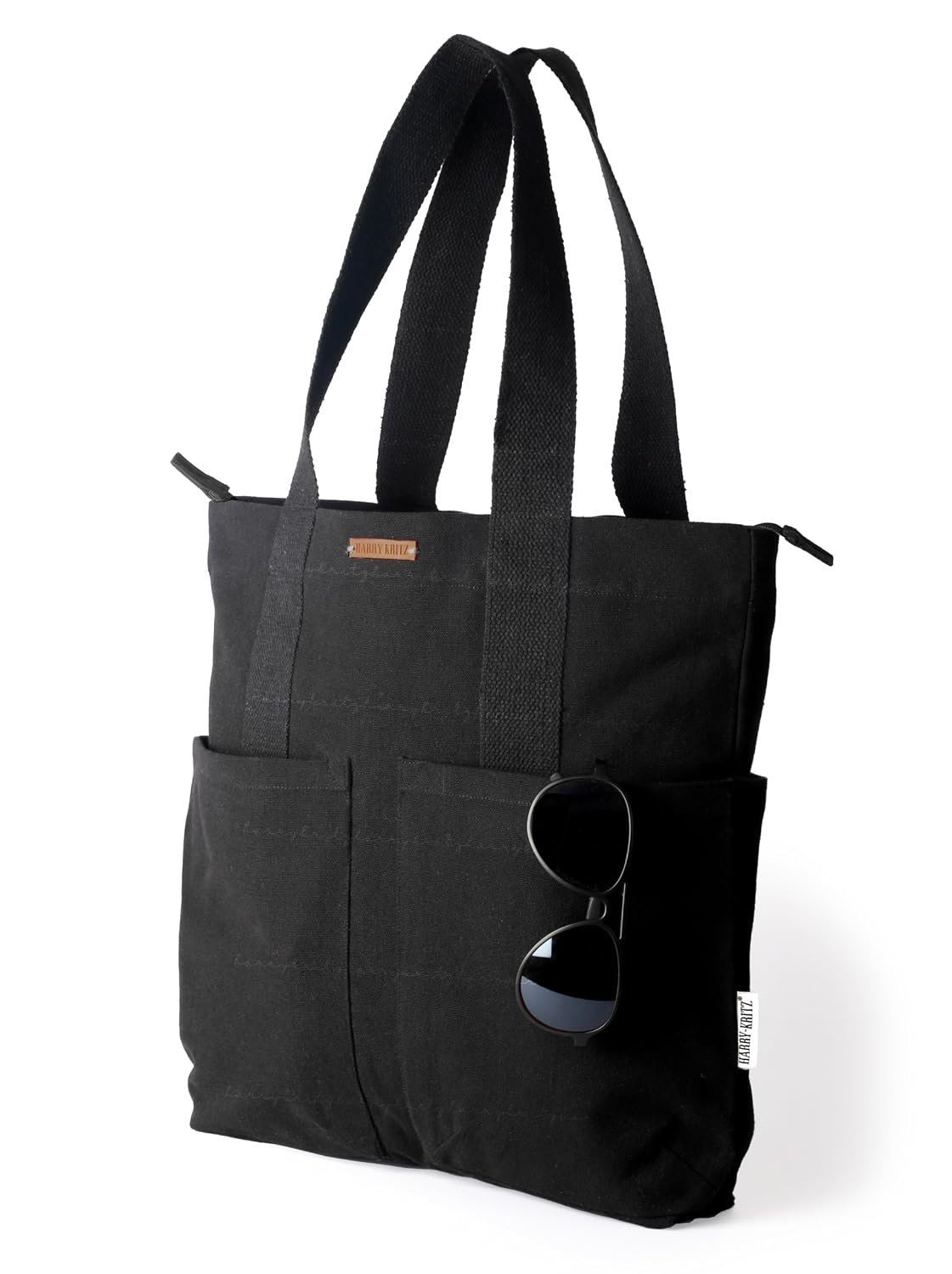 Harry Kritz Women Black 100% Cotton Premium 5 Pocket Tote Bag With Zipper For College & Daily Use - Review, Price and Buying Guide