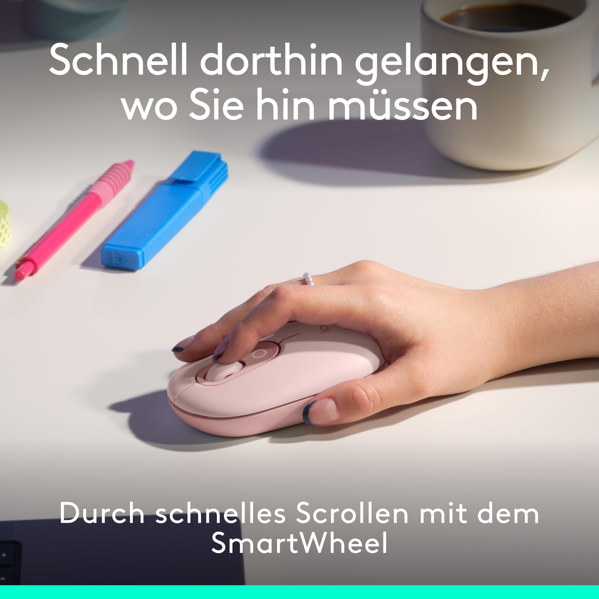 Logitech POP ICON Combo, Bluetooth-Tastatur-Maus-Set, Komfortables Tippen, programmierbare Tasten, leise Klicks, Easy-Switch für bis zu 3 Geräte - Rosa
