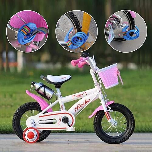 Miniatura 7 de Candados de bicicleta - Candado de cable reiniciable de 4 pies - Candado de bicicleta con combinación de 5 dígitos autoenrollable (azul)