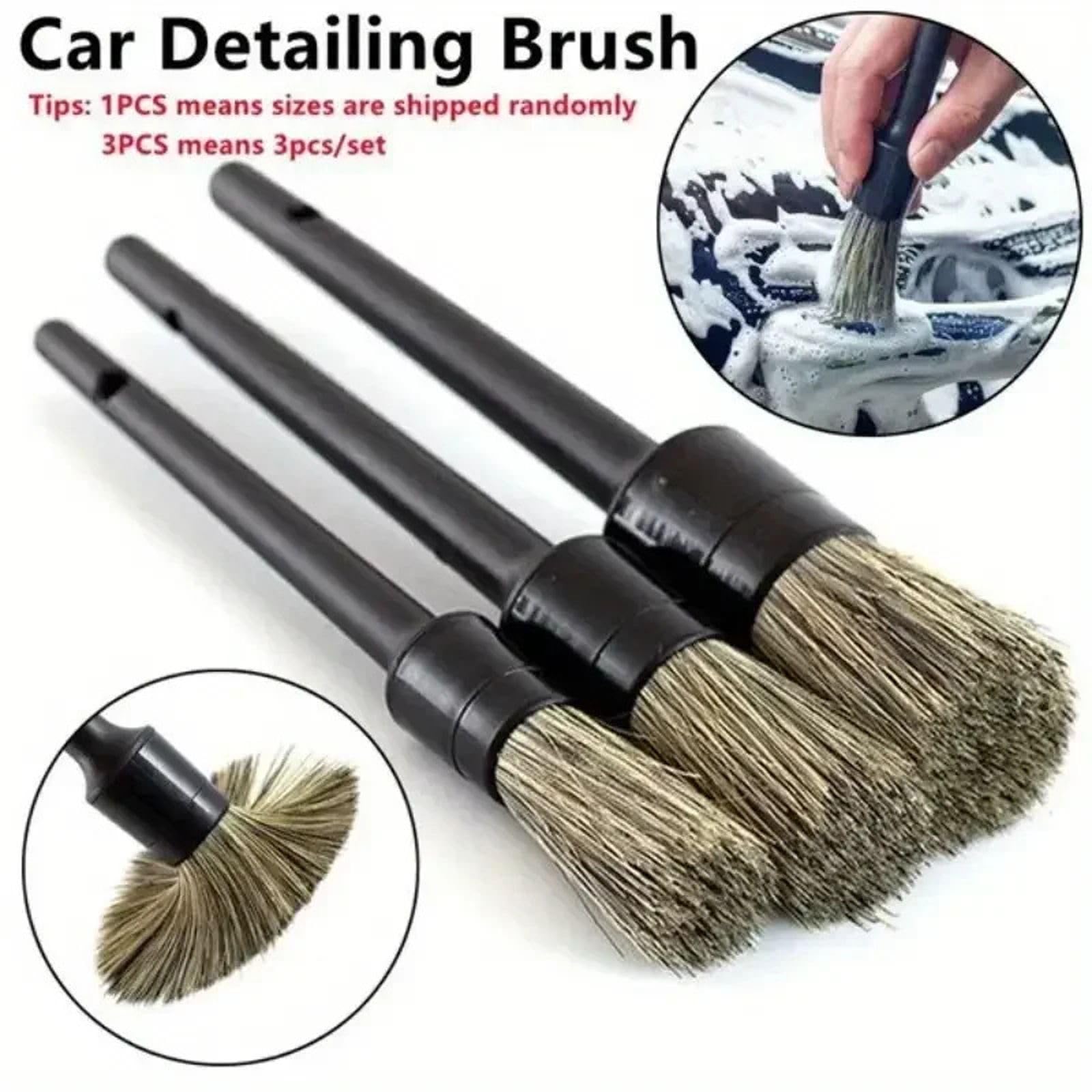 3szt Zewnętrzna szczotka do detali wnętrza samochodu Szczotki z włosia dzika do czyszczenia samochodu Auto Detail Tools