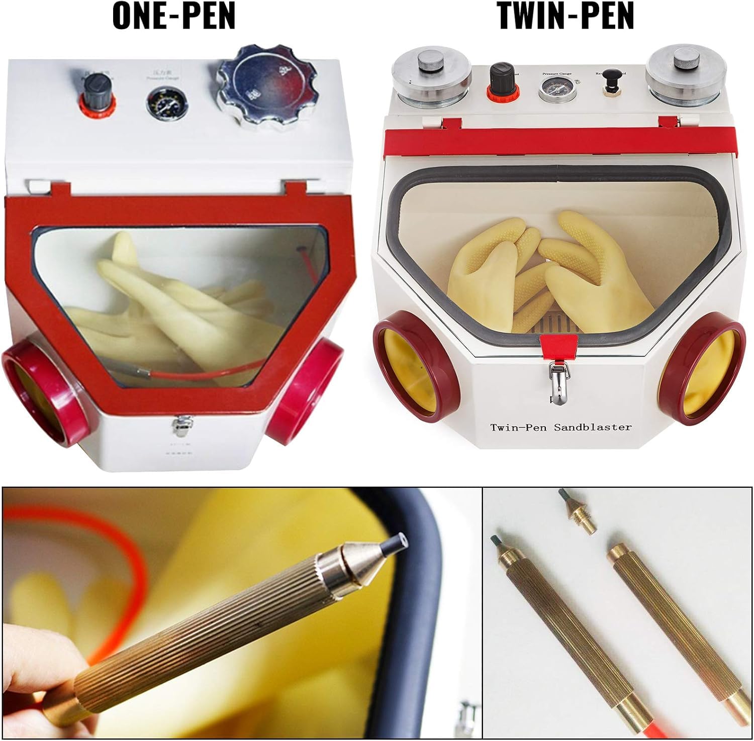 Sabbiatrice da 220 V, sabbiatrice dentale da 50 W, sabbiatrice con due perni e striscia luminosa a LED, sabbiatrice adatta per lucidare e rimuovere ruggine, cabina sabbiata con interruttore a pedale