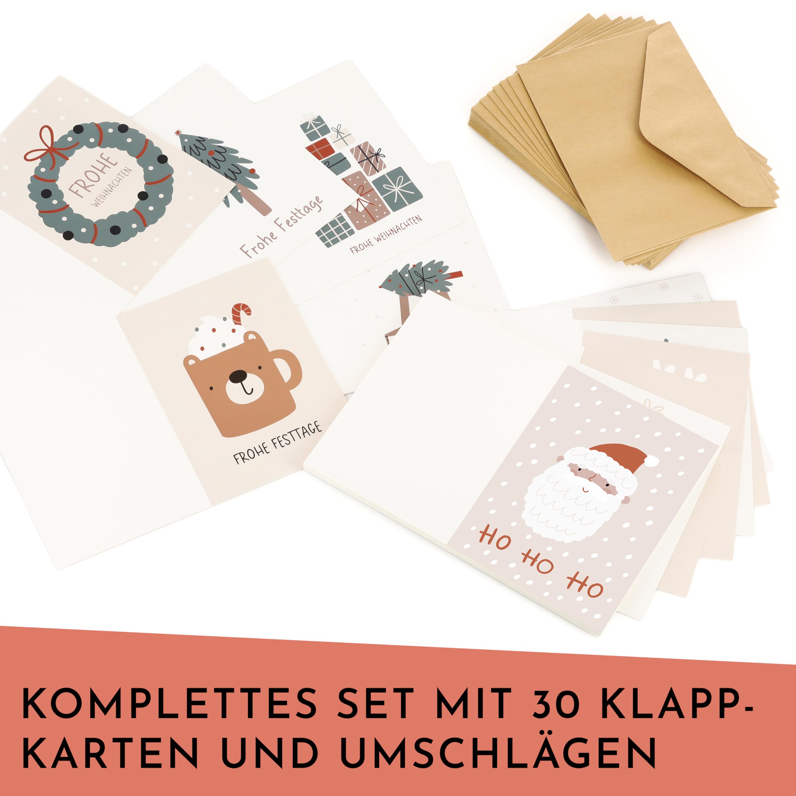 CraftWerk Biglietti di Natale con busta, set da 30 pezzi, formato DIN A6