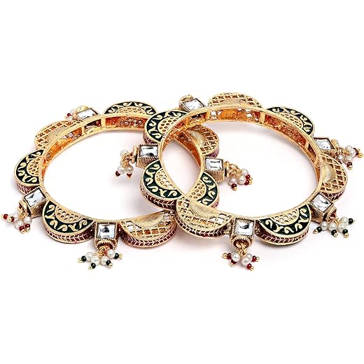 Antique Gold Plated Temple Bangles Set of 2