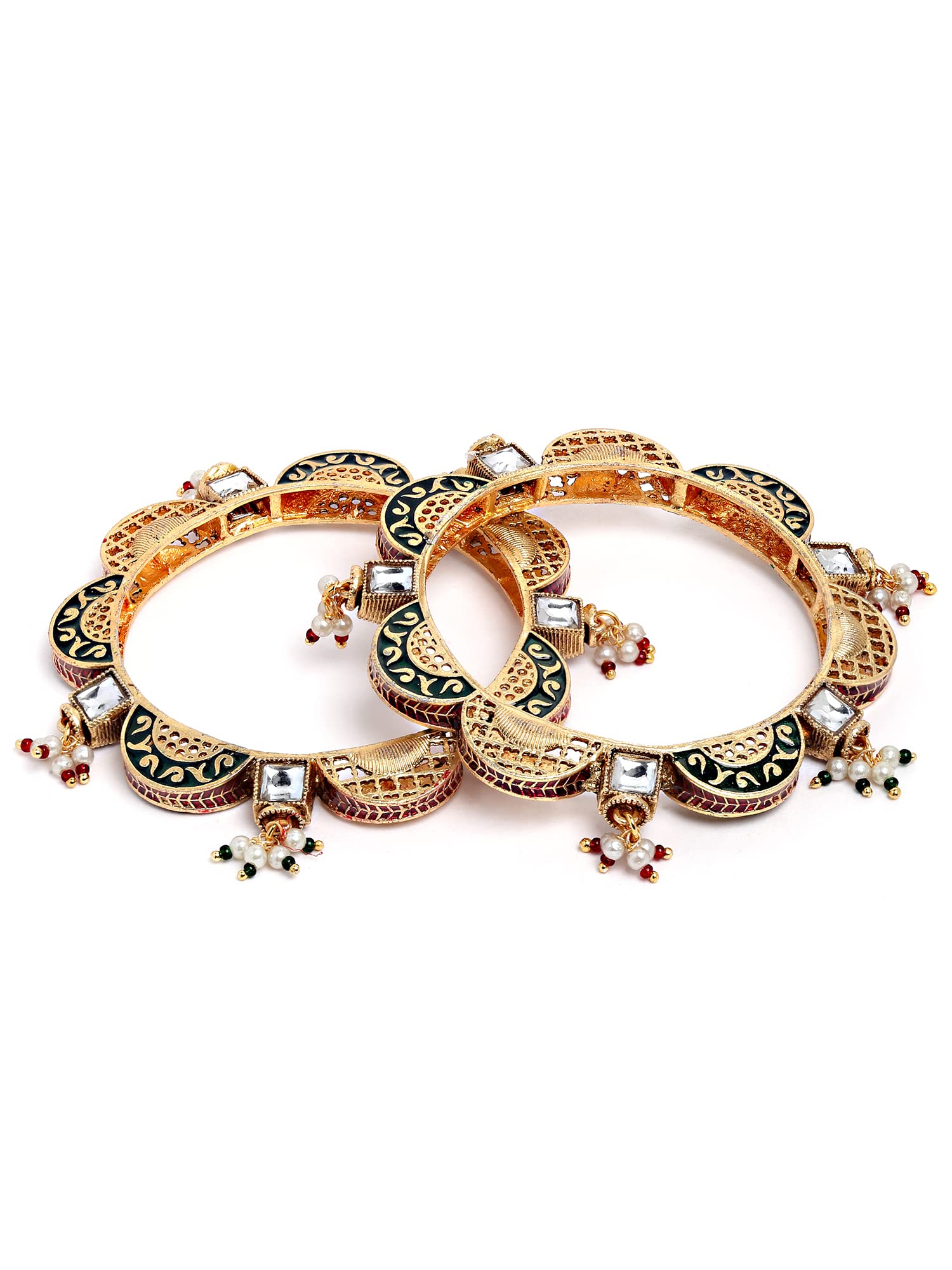 See full amazon price history chart for Karatcart Set of 2 Antique Gold Plated Temple Bangles for Women Karatcart Set of 2 Antique Gold Plated Temple Bangles for Women (B0BDGMSV13) Amazon Price History, Amazon Price Tracker
