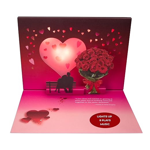 100 GREETINGS Lights & Music Pop Up Happy Anniversary Card - Plays Song 'Just The Two of Us' - Happy Anniversary Cards for Husband - Wedding Anniversary Present for Wife - Gift for Her & Him