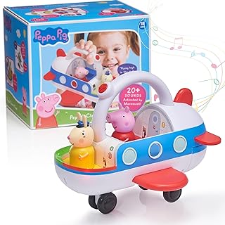 WOW! STUFF Peppa Pig Toys Clever Plane | Pre-School Learning Interactive Toy | 25+ Lights, Sounds and Phrases | Reacts to Motion Detection | for Toddlers Both Girls and Boys Ages 3+, White