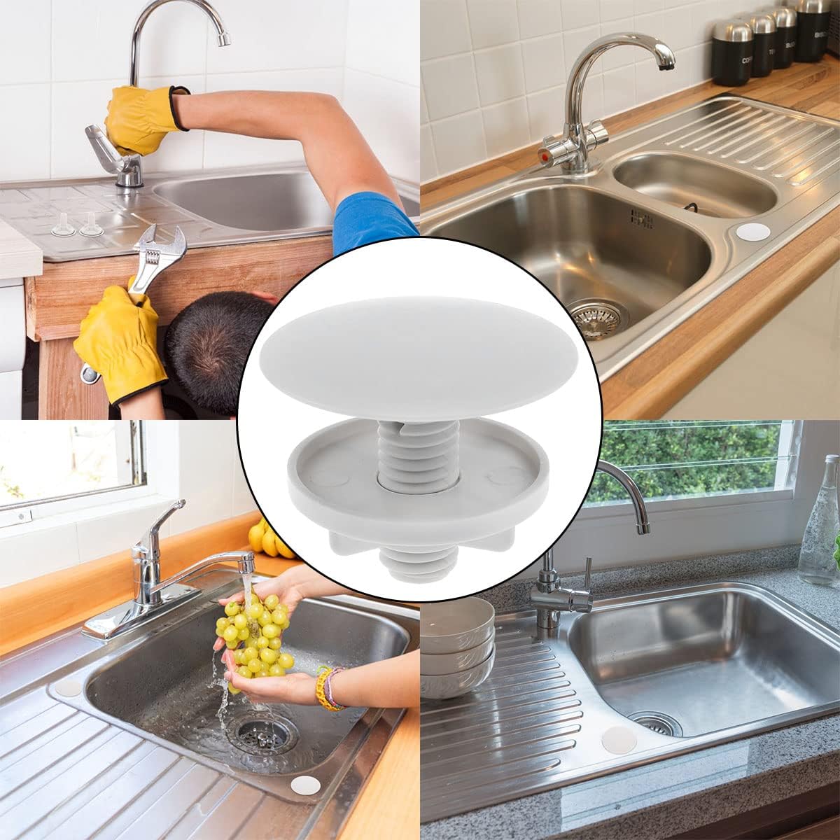 Haidong 3pcs Kitchen sink hole cover Faucet hole cover Sink faucet hole cover Kitchen bathroom supplies faucet fittings