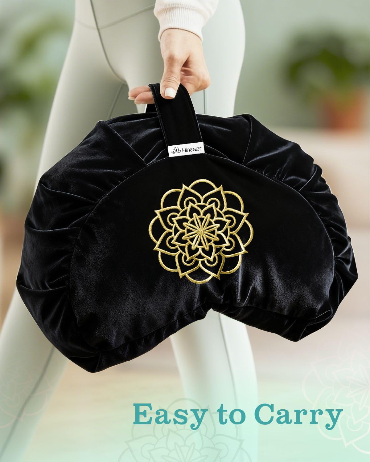Coussin de méditation de qualité supérieure - Coussin de sol confortable pour adulte - Coussin de méditation traditionnel en forme de croissant de sarrasin