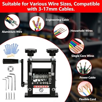 Wire Stripper for 3-17mm Cable, Electric Cable Stripper Machine | Manual Wire Strippers Electrical with 6 Channel & 5 Blades, Electric Wire Stripping Tool for Efficient Scrap Copper Recycling