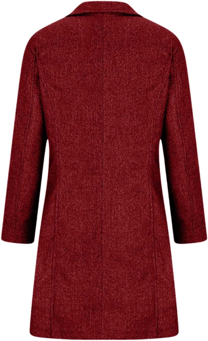 Women's Winter Wool Coat Warm Casual Thicken Single Breasted Pea Coat Fall Thermal Trendy Lapel Slim Fit Outerwear Jacket