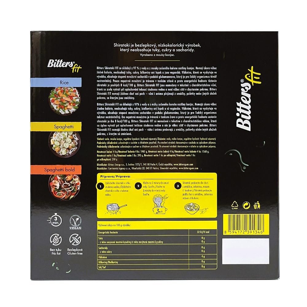 Bitters Pasta di Konjac Spaghetti - Tagliatelle - 16x390g (senza liquido 16x250g)