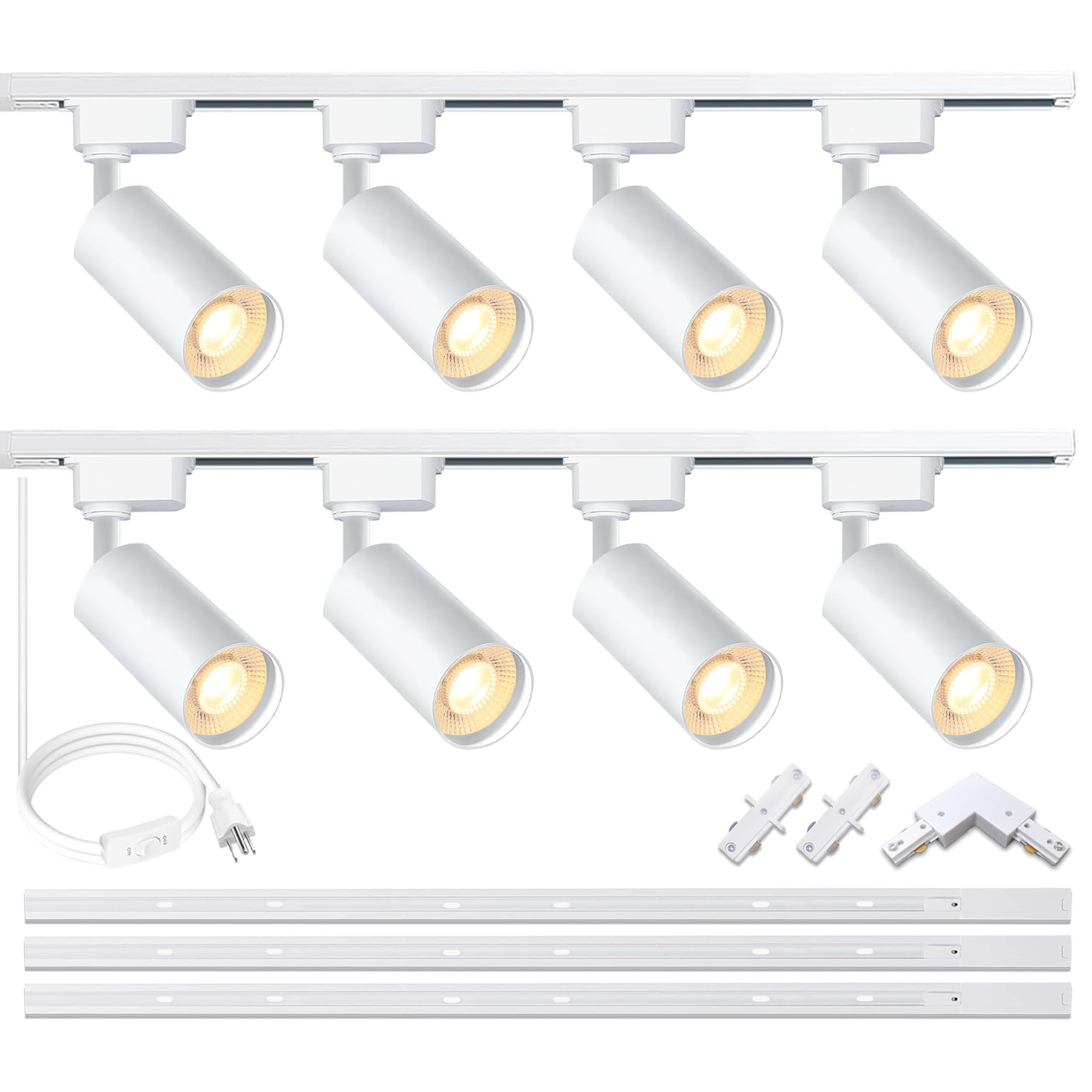 8 Pack White H Type LED Track Lighting Kit 6000K