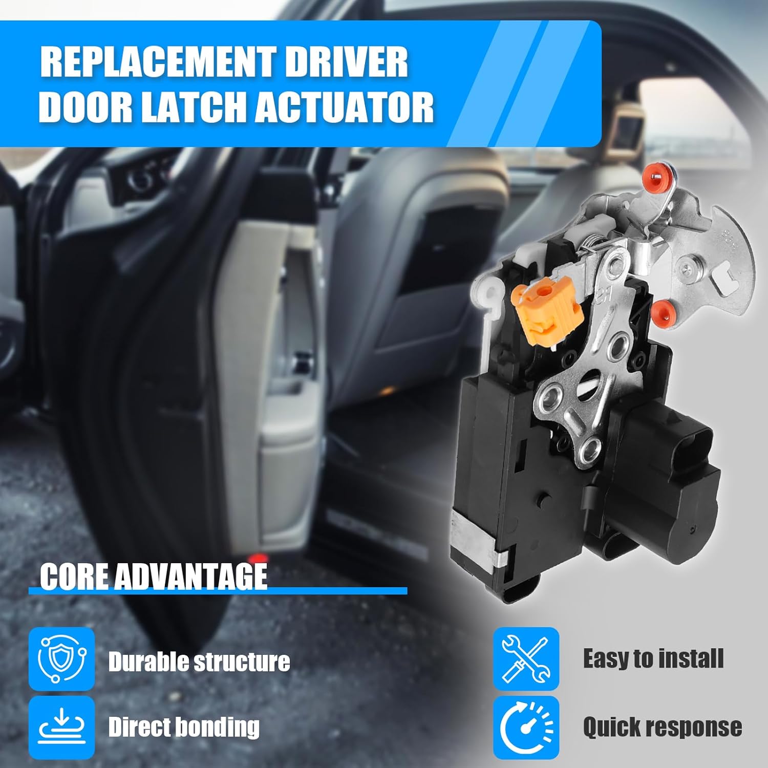 Door Lock Actuator | Front Left Driver Side | Compatible with 2001-2006 Chevy Avalanche Silverado Suburban Tahoe, GMC Sierra Yukon, Escalade | Replaces 931-318 15110643