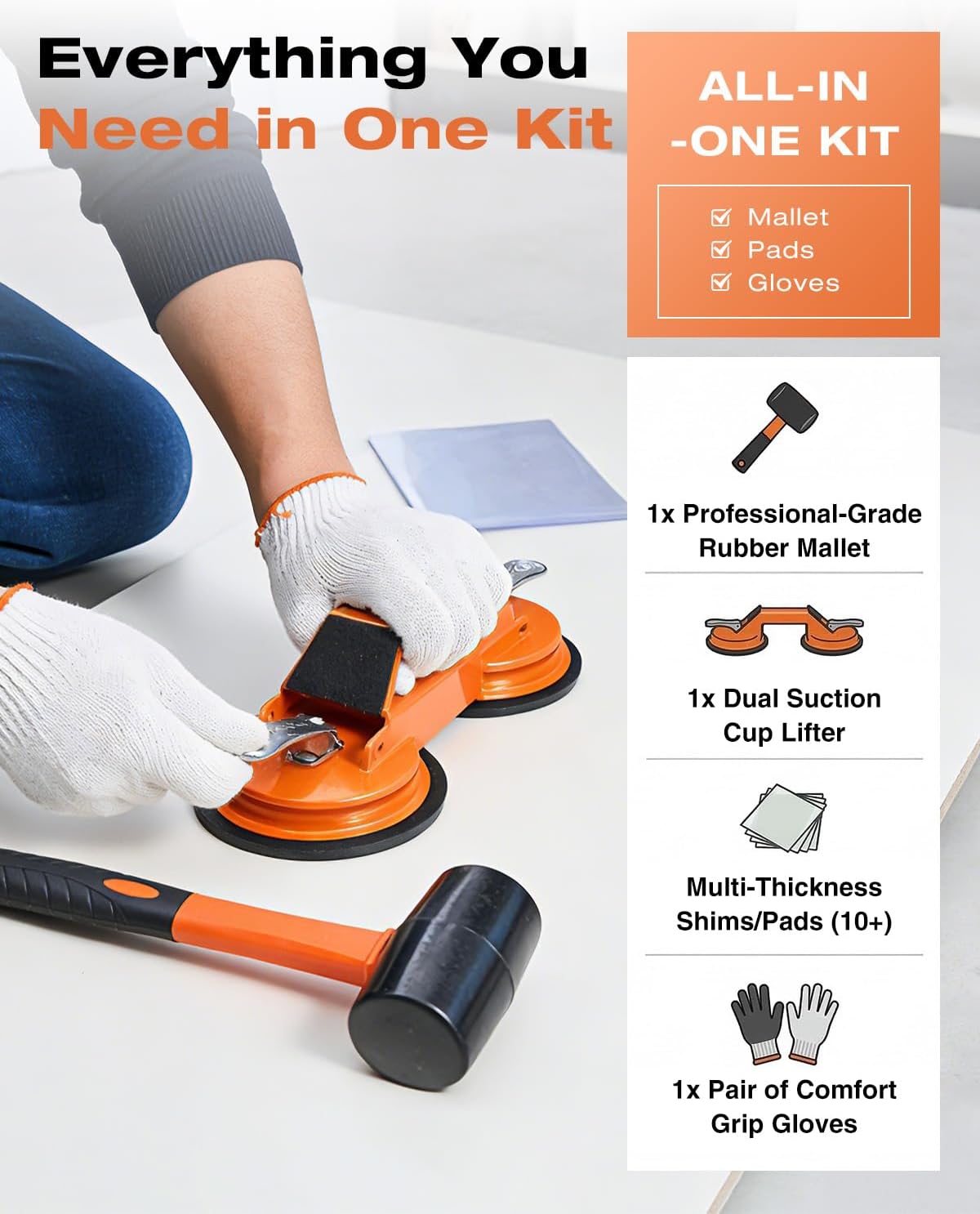 Saker Floor Gap Fixer Tool Kit with Mallet Saker Laminate Flooring Tools