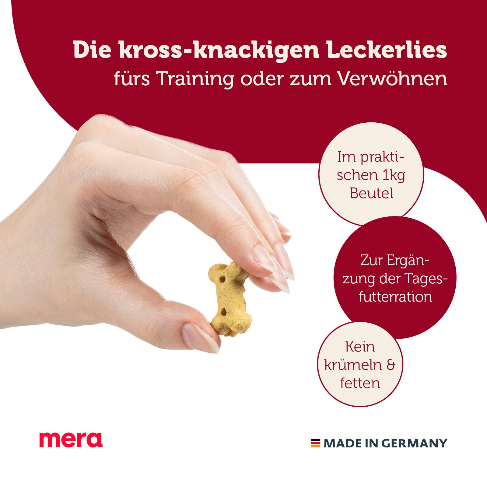 MERA Bakery Puppy Knochen Mix (1kg), Hundeleckerli für Training oder als Snack, Leckereien für Hunde aus natürlichen Zutaten, schonend gebackene Hundekekse