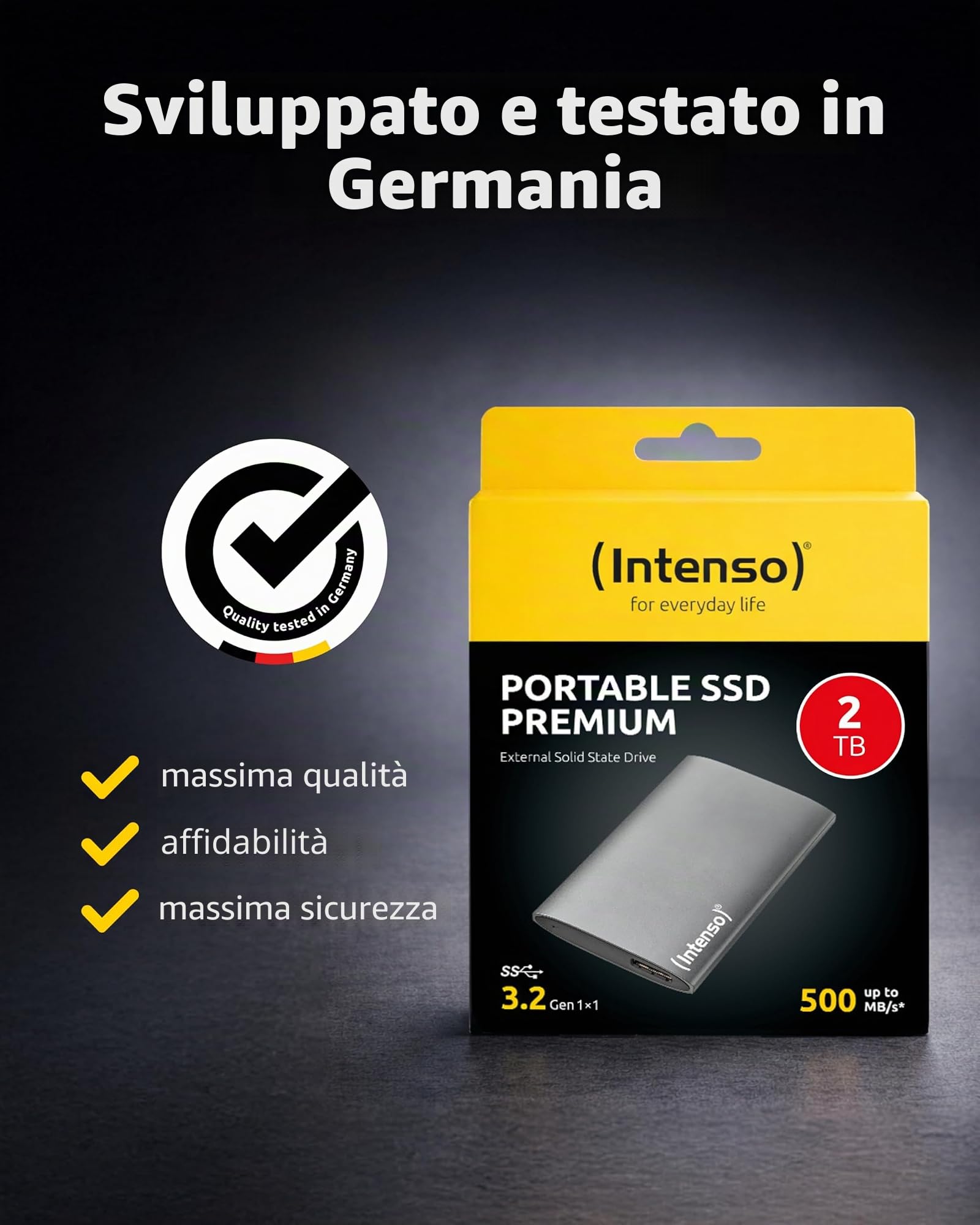 Intenso SSD esterno Premium, 2 TB Portable Solid State Drive, fino a 320 MB/s