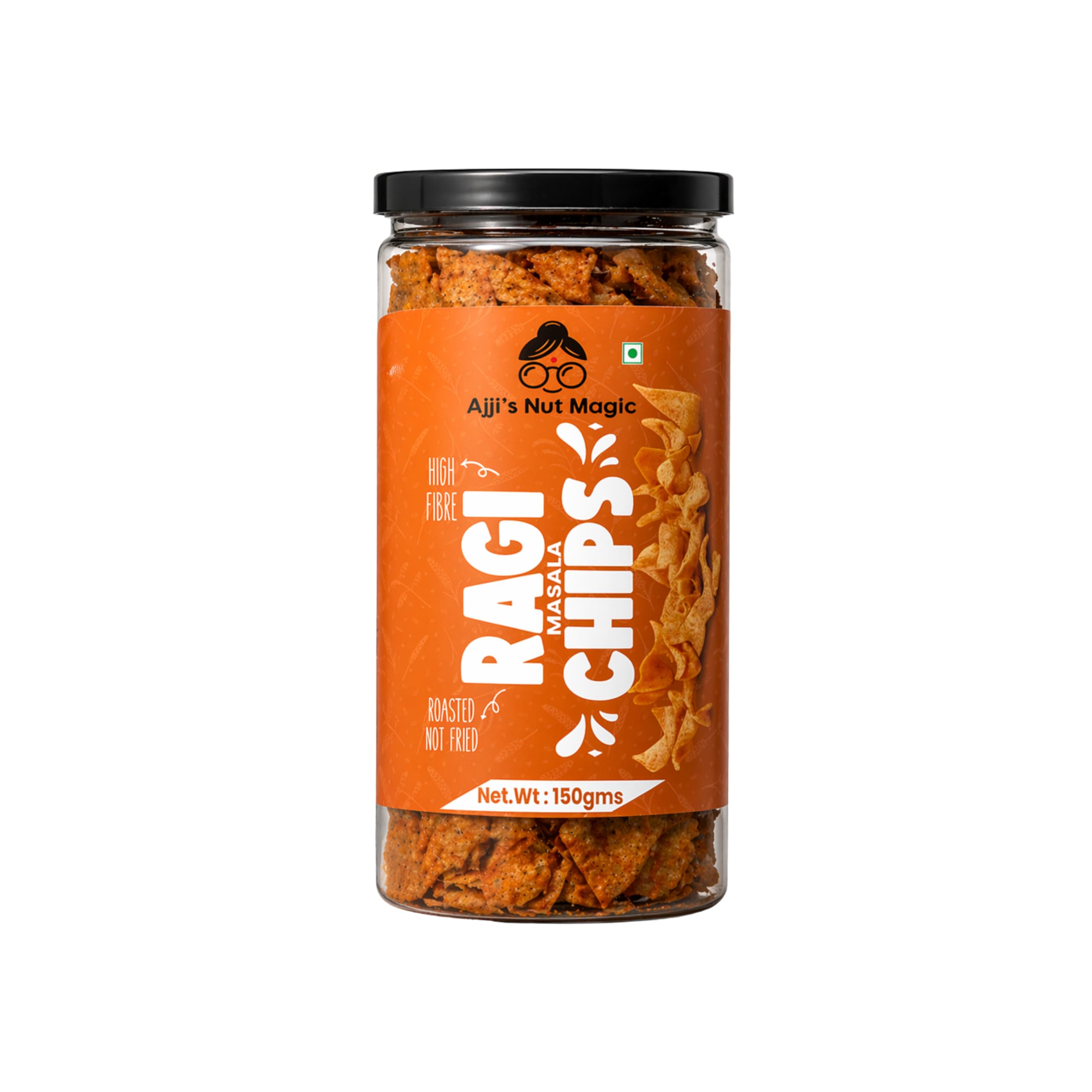 Ajji's Nut Magic Ragi Masala Chips Roasted Not Fried, 150g (150g Pack1) | High Fibre, Crunchy Snack, Indian Masala Spices, Vegetarian, Guilt-Free Snacking-image-17