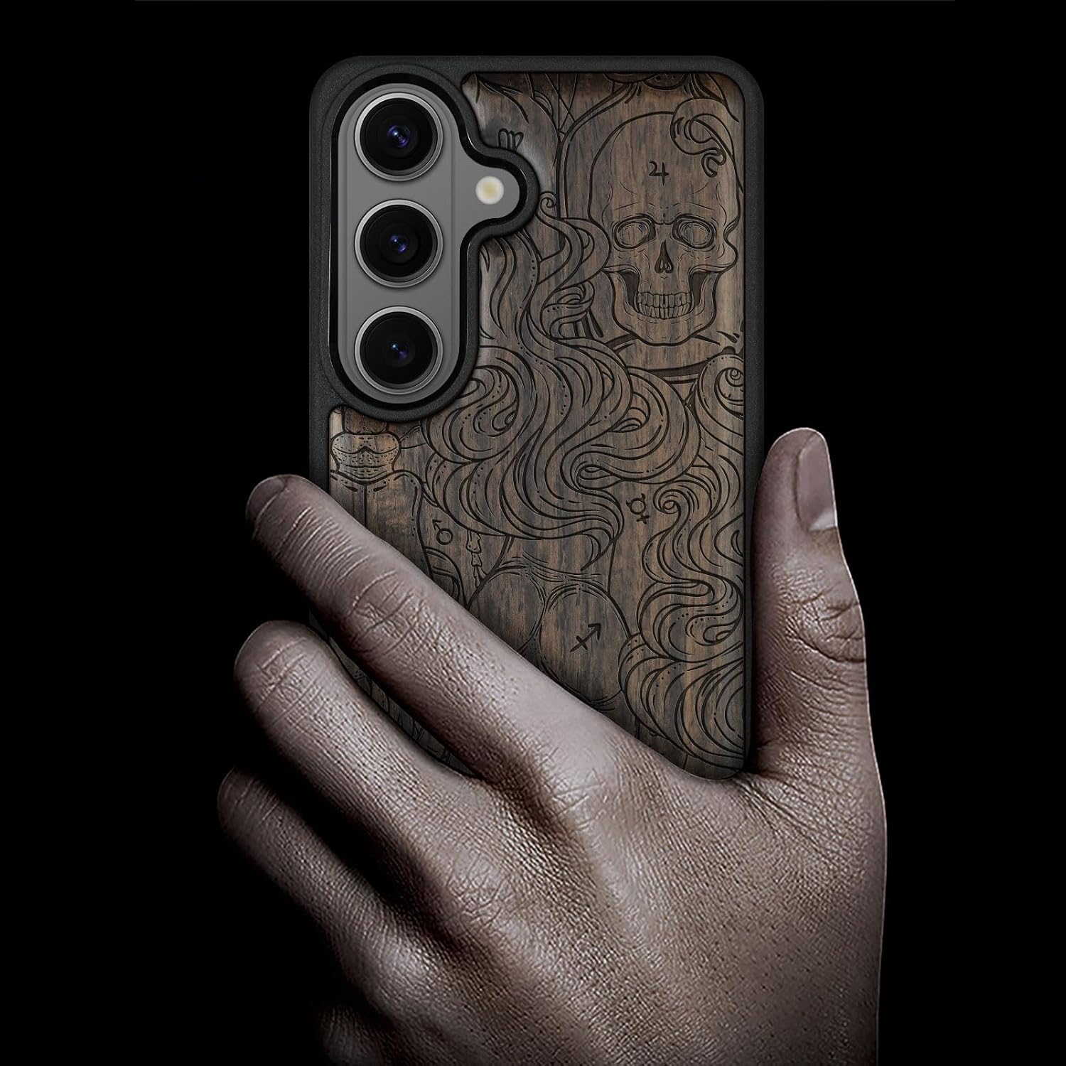 Carveit Magnetic Wooden Case for Galaxy S26+ Samsung S26 Plus Case, TPU Shockproof Cover & Wood Engraved, Compatible with MagSafe Wireless Chargers (Handlesekunst) Blackwood