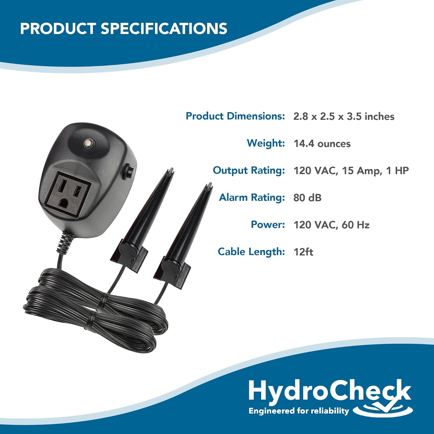HC7000v2 Electronic Utility Sump Pump Float Switch: Automatic Turn On/Off, Hi-Lo Dual Sensors and Built-in Alarms | Versatile and Adjustable with 12ft Sensor Cables, Made in the USA
