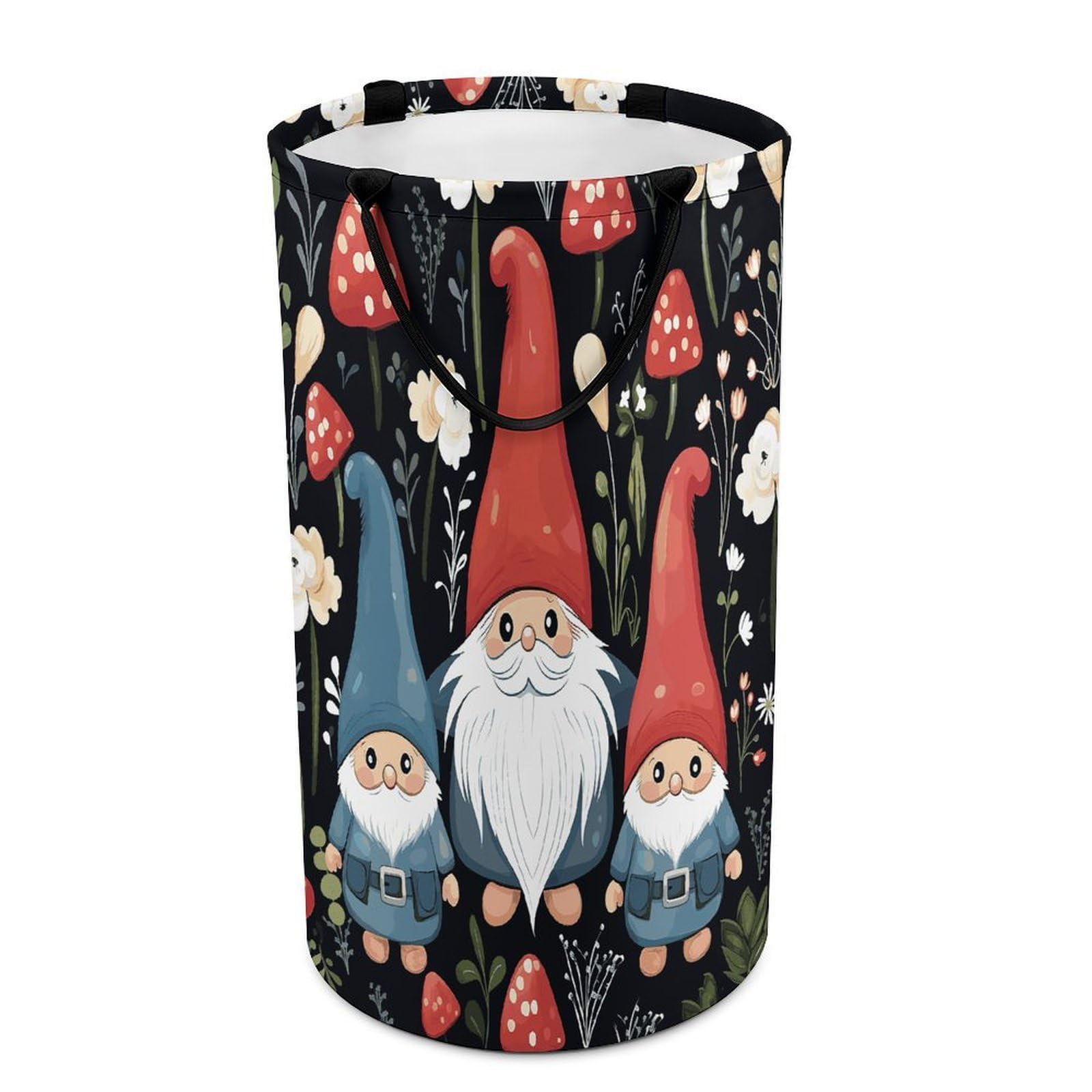 Cute Gnomes Laundry Hamper Waterproof Polyester Laundry Baskets Collapsible Dirty Clothes Storage Basket Clothes Hampers with Sturdy Handles for Travel Bedroom