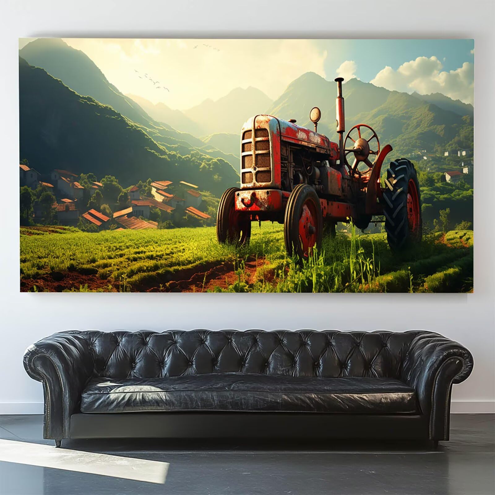 DIY Malen nach Zahlen Erwachsene Traktor Malen nach Zahlen ab 7 jahre Mädchen Landschaft Kreativ set für Erwachsene mit Leinwand Acrylfarben set und Pinsel,Bastelset zum Bemalen,Wanddeko 100X200cm 9-0
