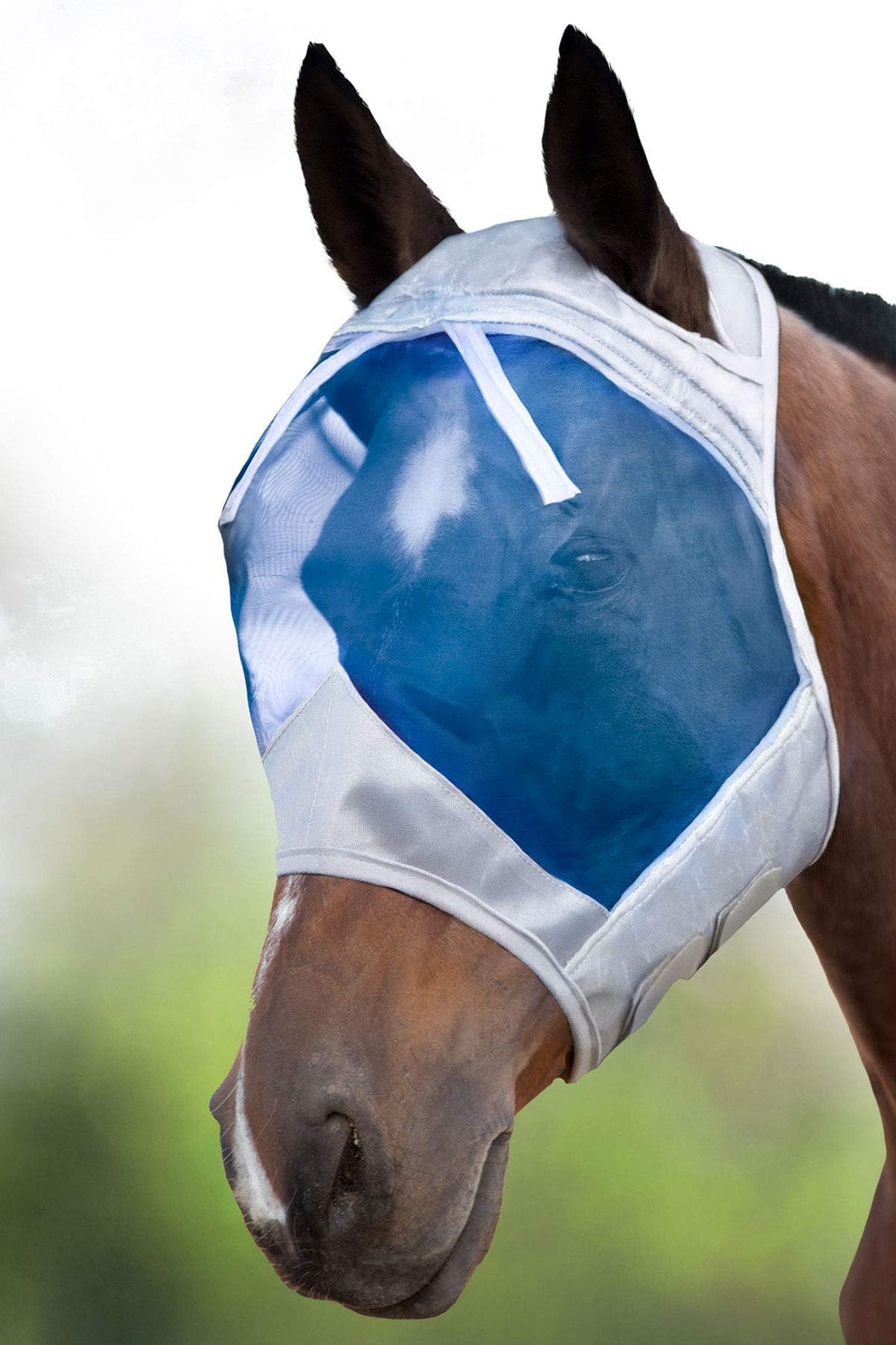 Harrison Howard CareMaster Thick Fleece Padding Translucent Fine Mesh Horse Fly Mask Standard Moonlight Silver Medium Cob — view 15