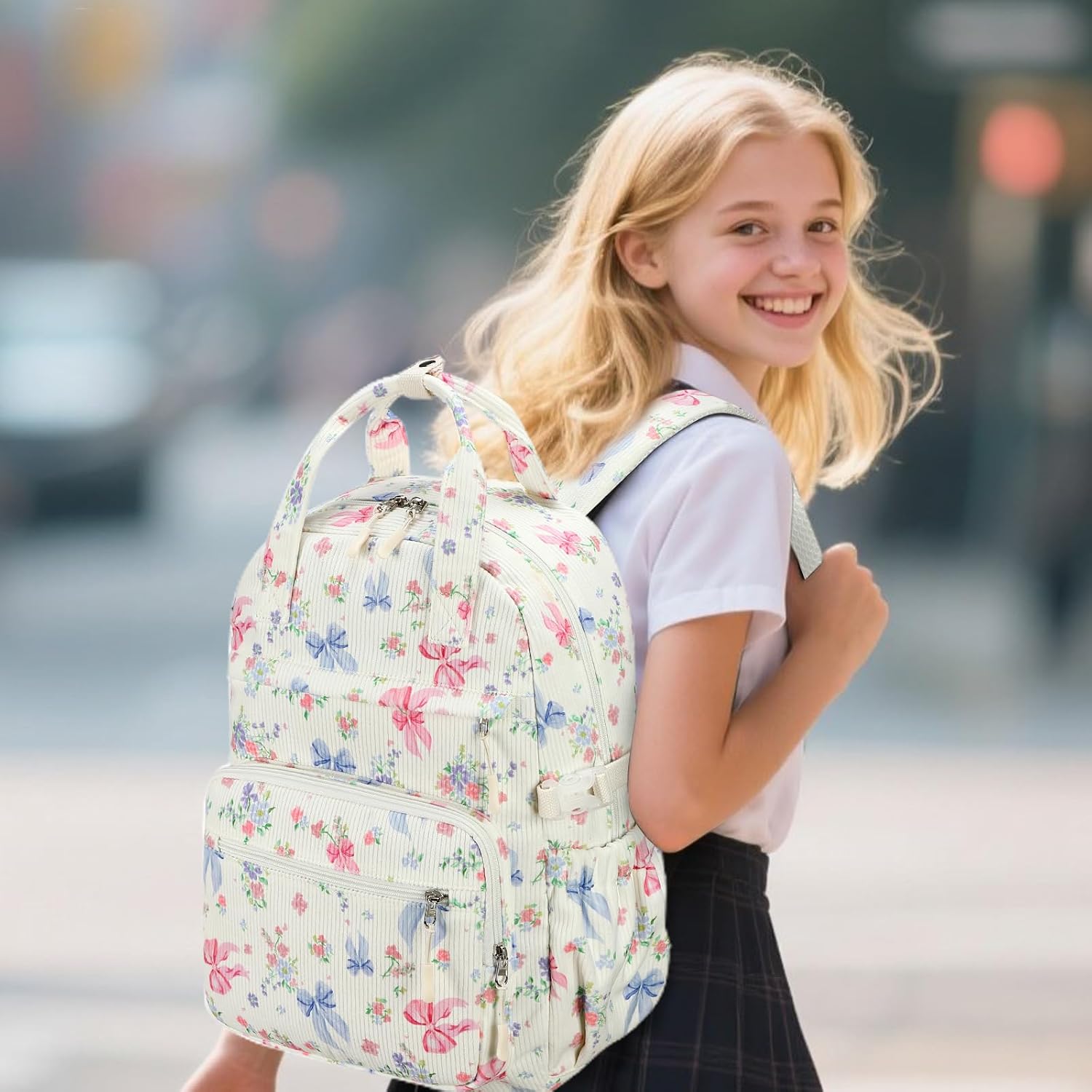  School Backpack for Teen Girls Bookbags Elementary High School Corduroy Laptop Bags Women Travel Daypacks thumbnail