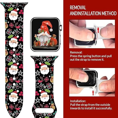 Miniatura 7 de Holiday Gifts Watch Bands for Apple Watch 38mm 40mm 41mm 42mm 44mm 45mm Women Men, Soft Silicone Sport Wristbands Replacement Strap for iWatch Ultra