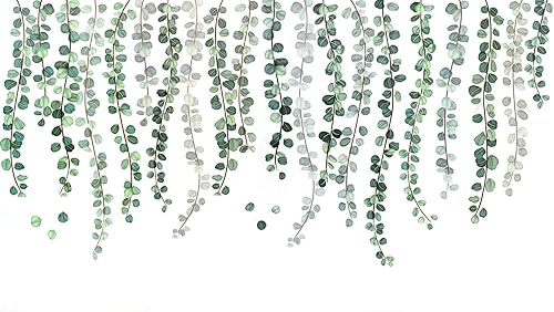 Miniatura 8 de Calcomanía de pared de eucalipto con plantas verdes, hojas de vid, removible, acuarela, decoración artística para despegar y pegar, decoración para
