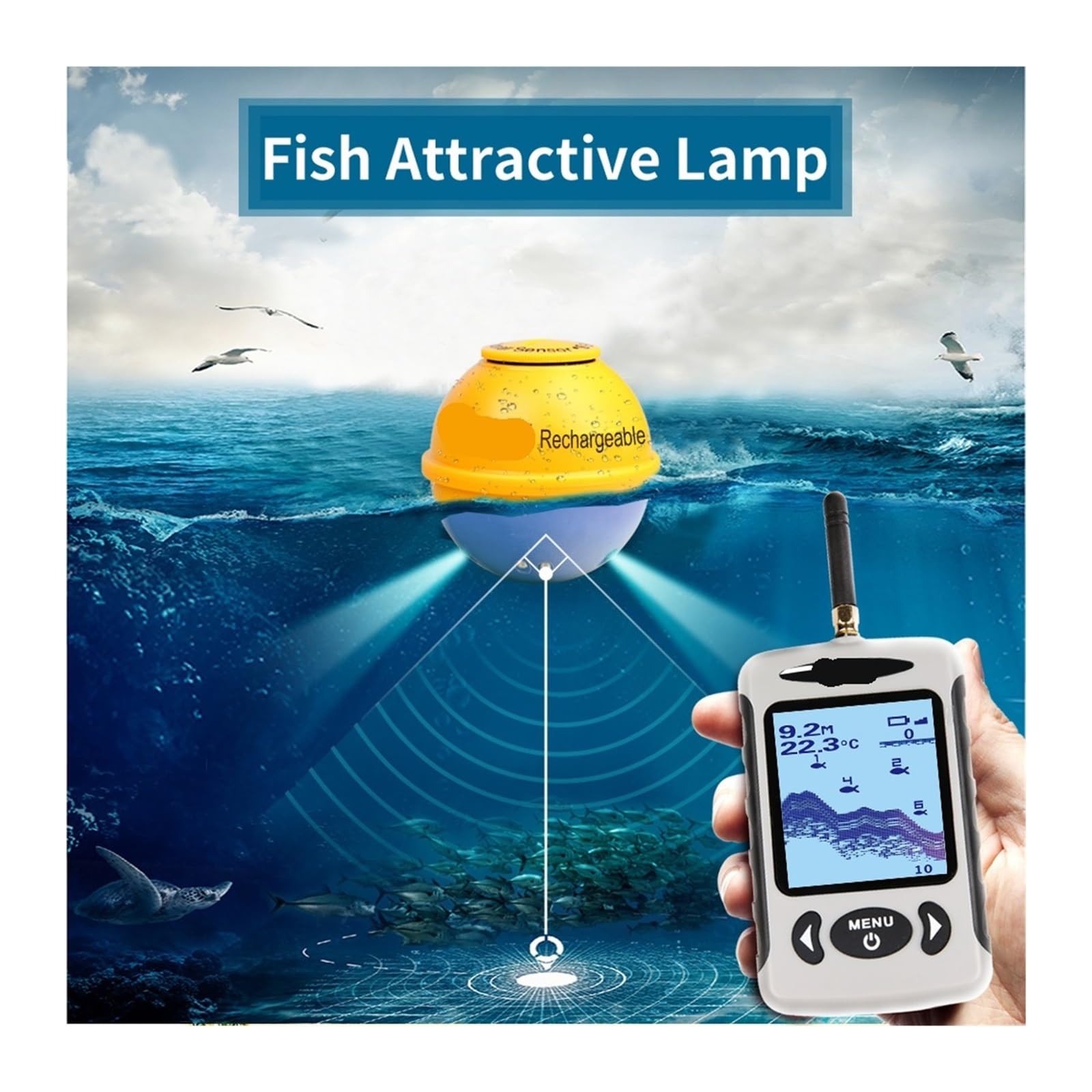FFW718LA Sonda de Pesca portátil Profesional inalámbrica Detector Profundidad